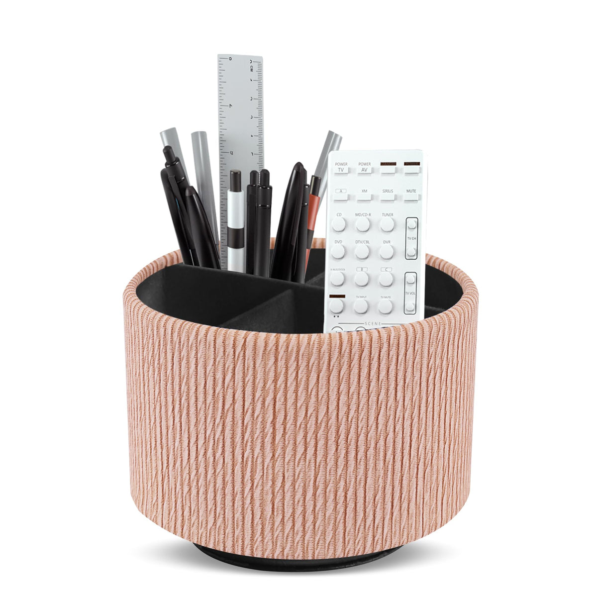Hennaja Round Leather Art Supply Organizer,Remote Control Holder,360 Degree