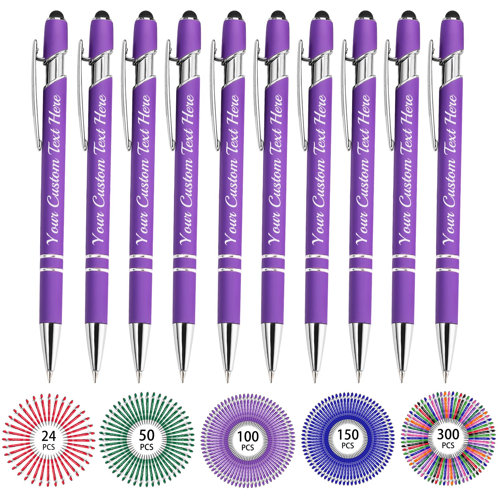 Hapelf Up to 500 Bulk Personalized Pens Custom Engraved Ballpoint Pen with Stylus Tip Retractable