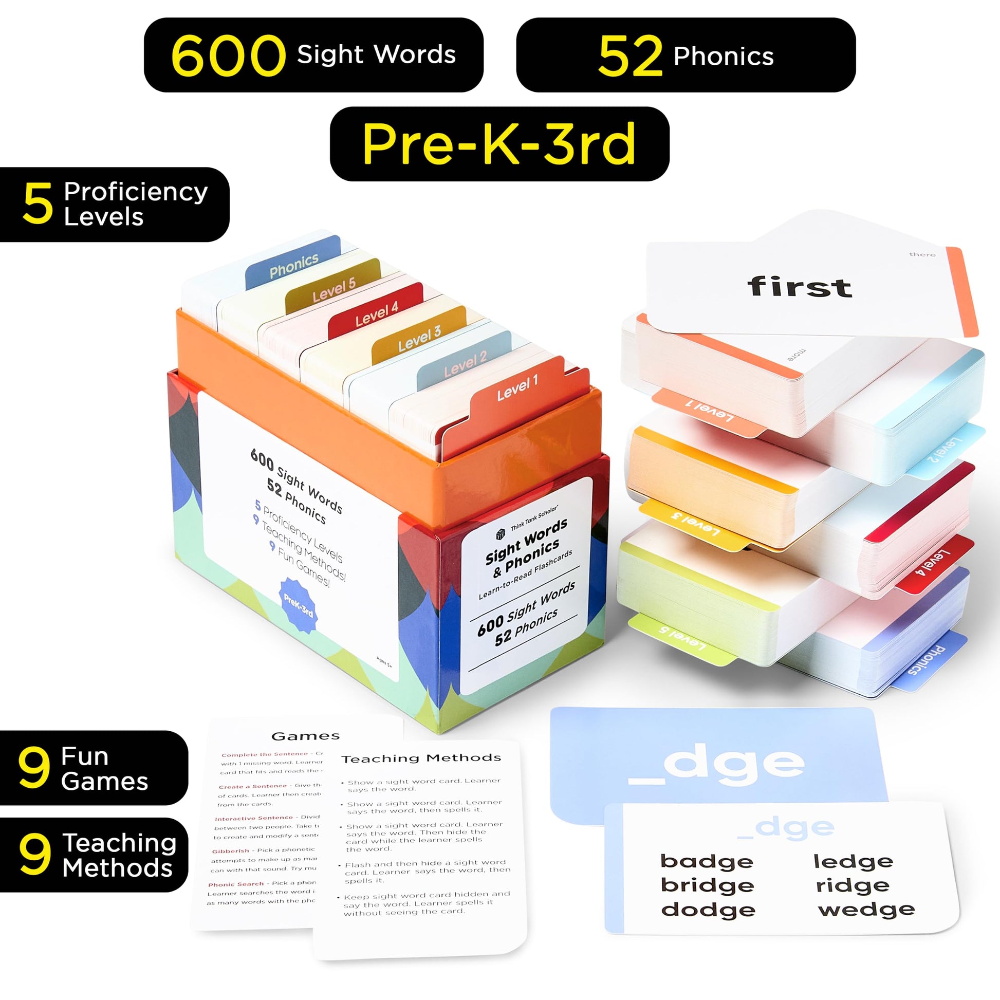 Award-Winning Learn to Read Flash Cards – 652 Sight Words & Phonics for Preschool to 3rd Grade