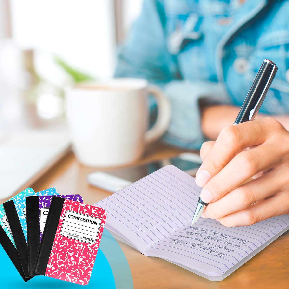 Manaloom Mini Composition Notebooks, Small Pocket Sized Notebook, for Kids, Students, College