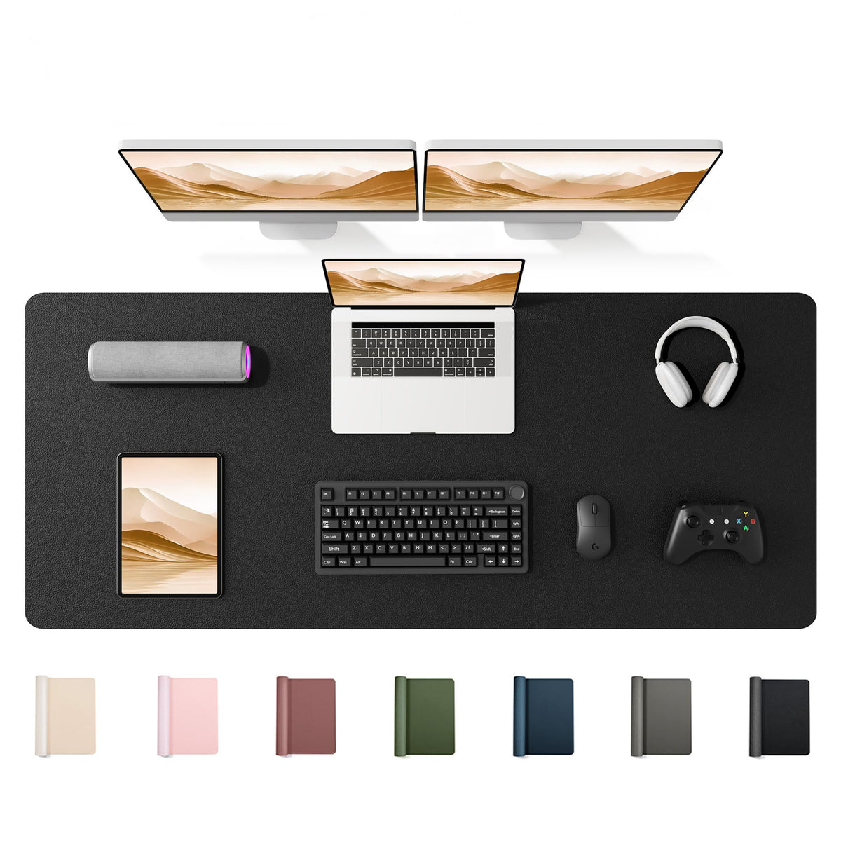 YSAGi 55" x 17" Large PU Leather Desk Mat for Keyboard and Mouse - Waterproof Non-Slip Desk Pad