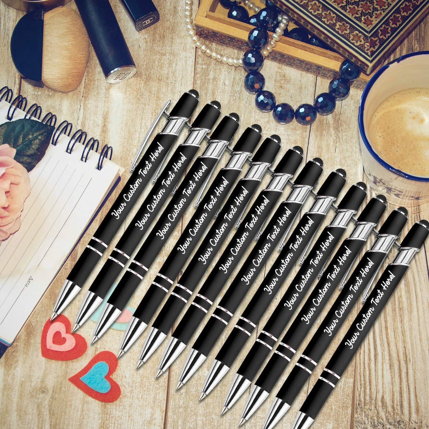 Amlion Custom Pens Personalized Bulk, Customized Ballpoint Pens with Stylus Name Message Logo