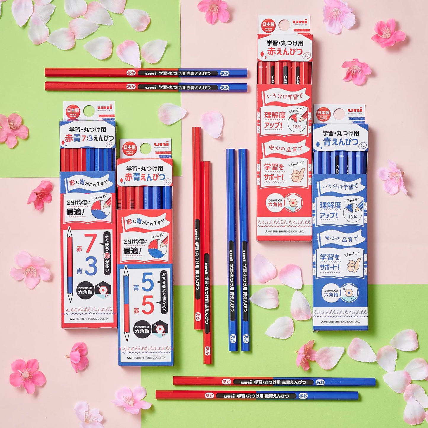 Mitsubishi Pencils KGMYAO Uni Colored Pencils for Learning and Rounding Blue Pencils, Elementary