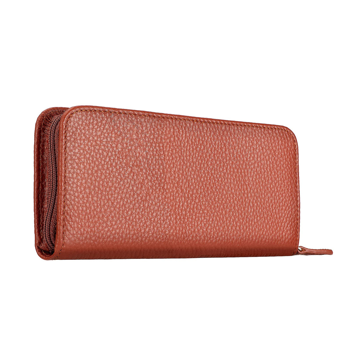 Lanxivi Genuine Leather Fountain Pen Case 3 Divided Slots Coffee Color, Zippered Pen Case Pouch