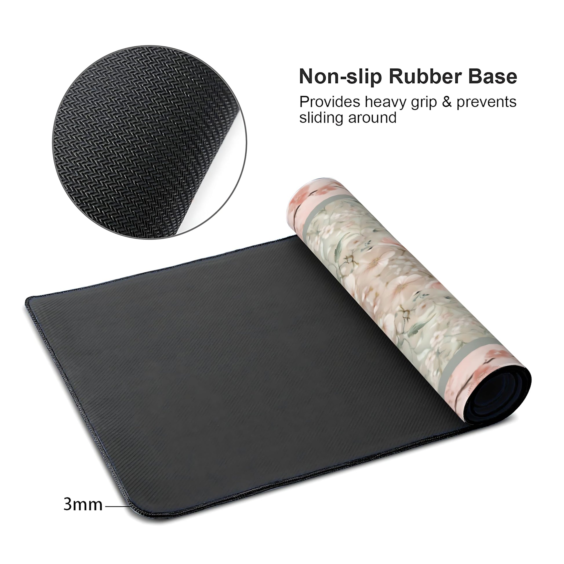 Cute Floral Aesthetic Daisy Gaming Mouse Pad, Morandi Rug Desk Mat with Anti-Slip Base & Stitched