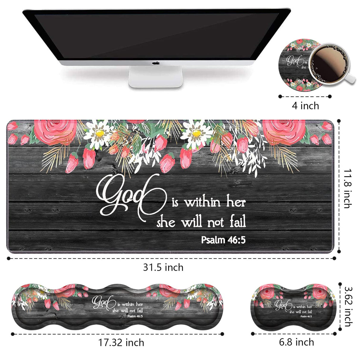 Ergonomic Keyboard Wrist Rest & Mouse Pad Wrist Rest Set,Large XXL Gaming Desk Mat 31.5"x