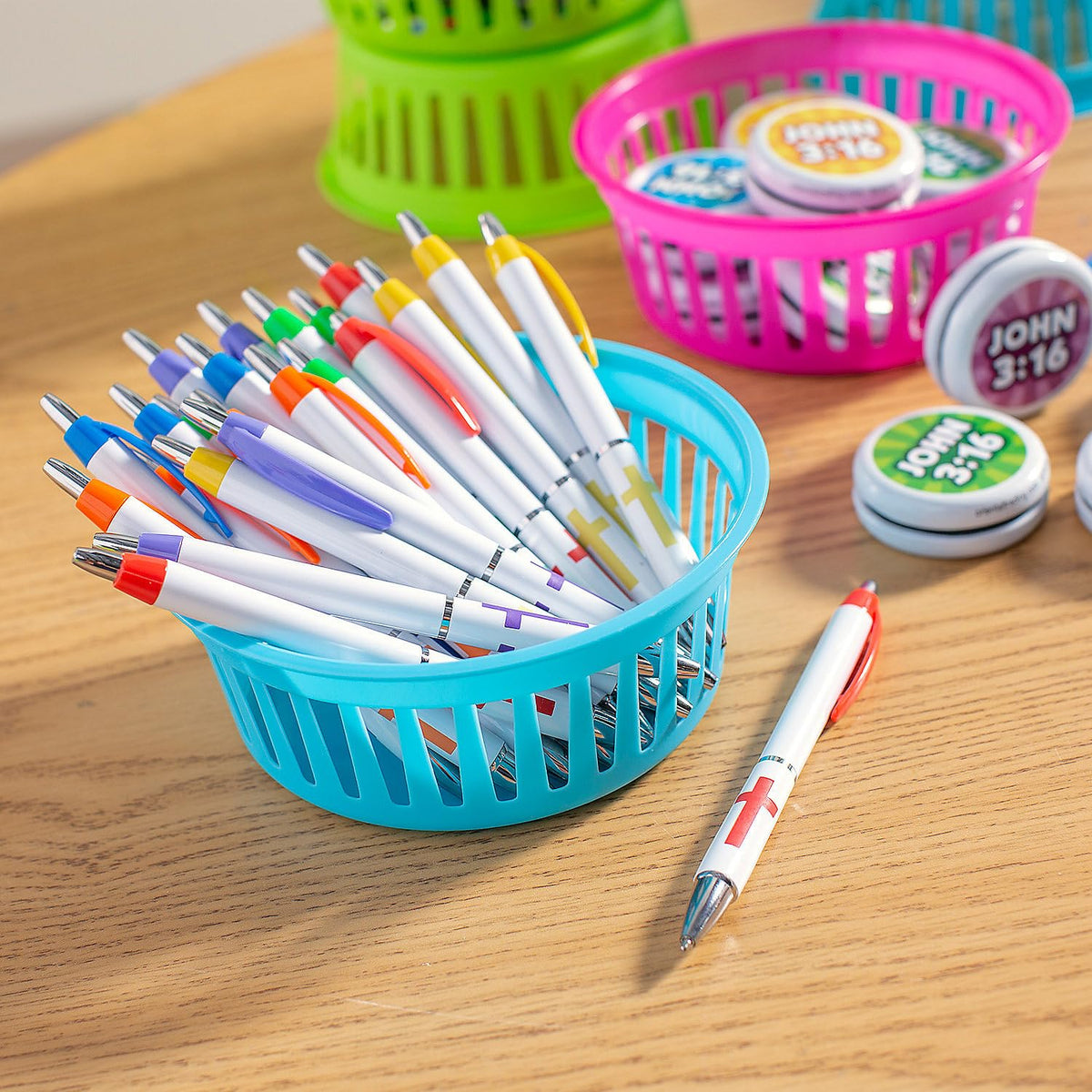 Fun Express Christian Cross Grip Religious Pens (Bulk Set of 24)