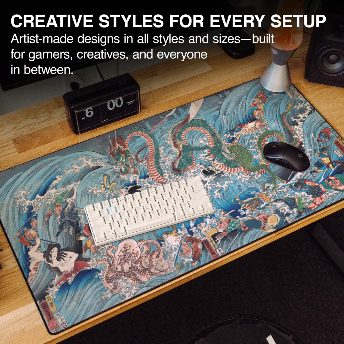 MPCO. Dragon King Large Gaming Desk Pad, 36" x 17" Duraglyde Desk Mat