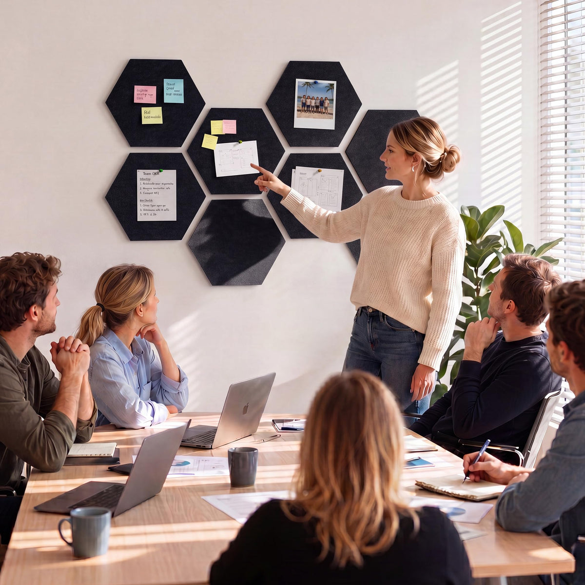 Uoisaiko 8-Pack Hexagon Felt Bulletin Board Tiles, Cork Board Alternative