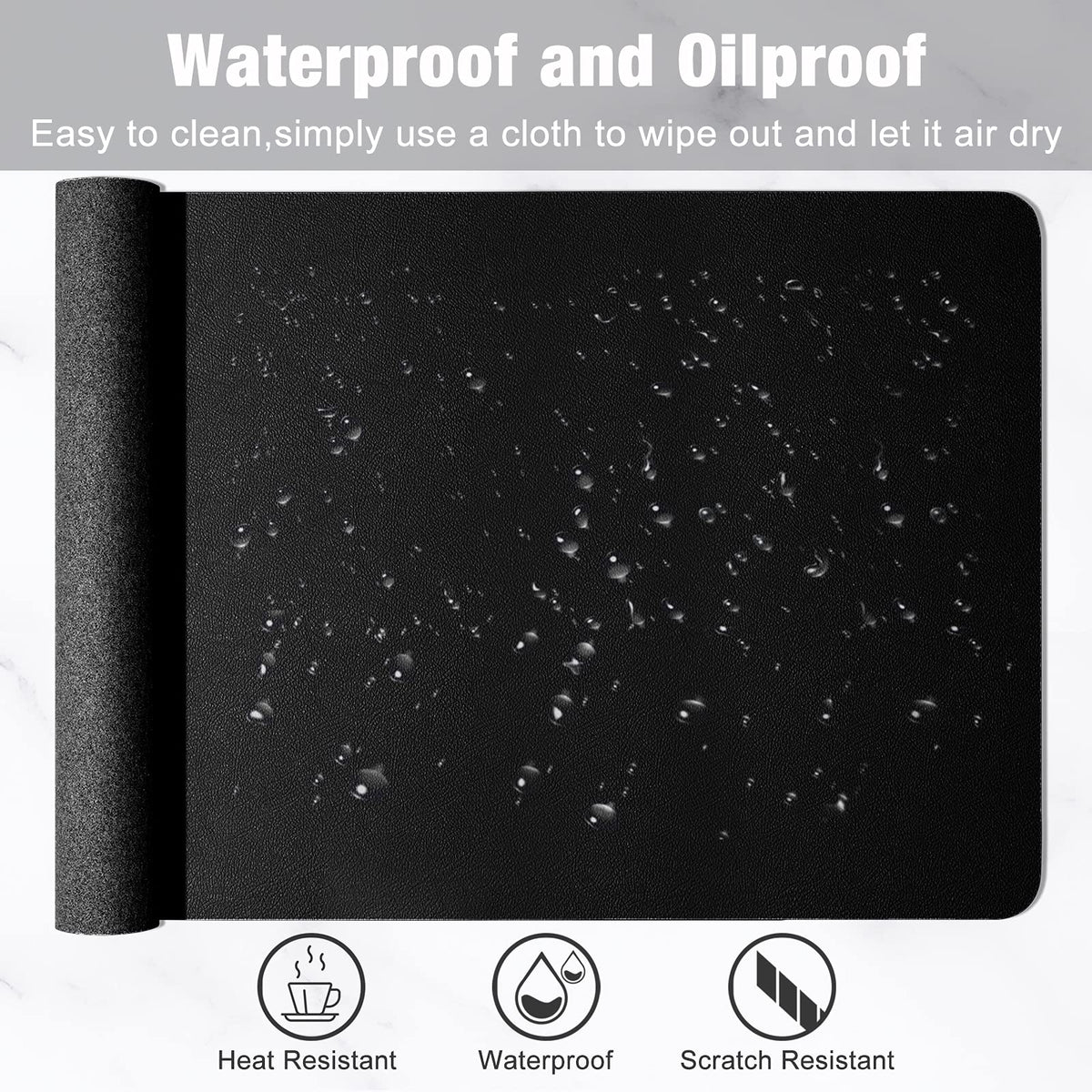 Hsurbtra Desk Pad, 35.5" x 17" PU Leather Desk Mat, XXL Extended Mouse Pad, Waterproof Desktop