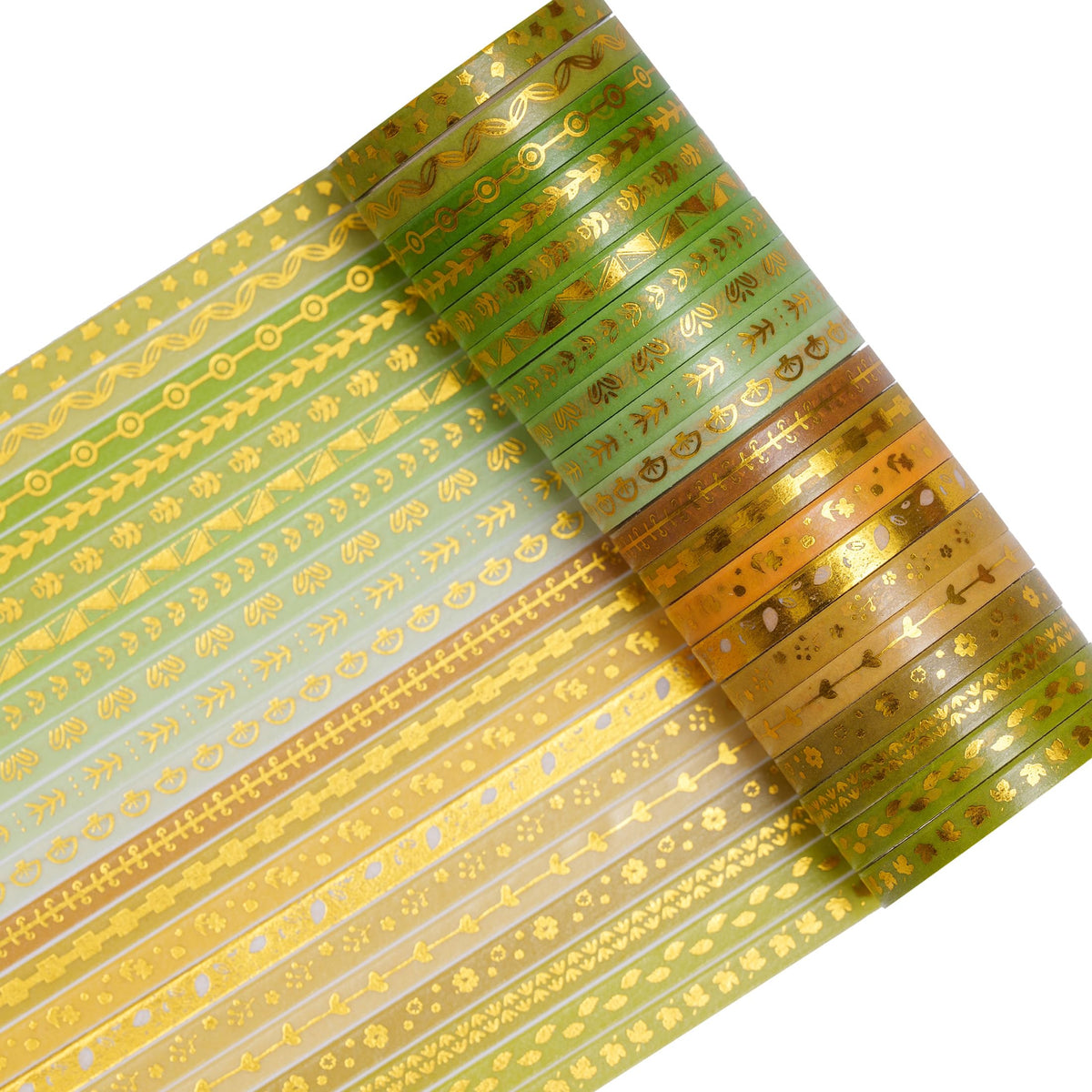 YUBX Skinny Gold Washi Tape Set Basic Foil Print Decorative Masking Tapes for Arts, DIY Crafts
