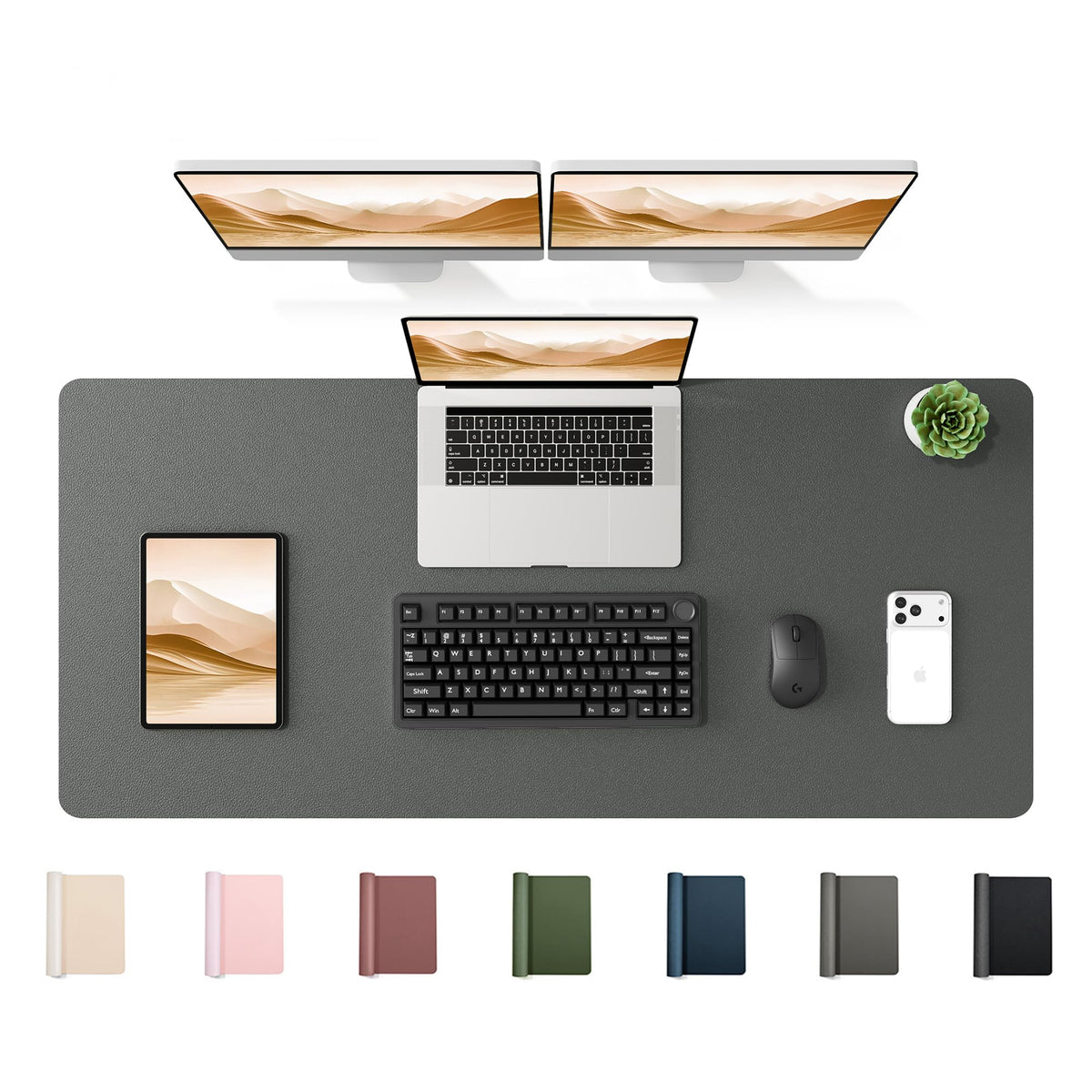 YSAGi 47.2" x 17" Large PU Leather Desk Mat for Keyboard and Mouse - Waterproof Non-Slip Desk Pad