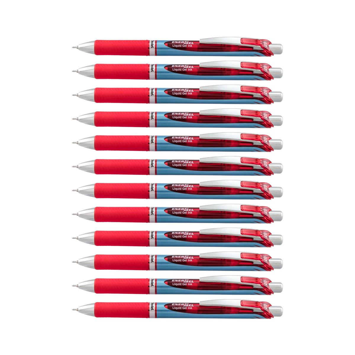 Pentel EnerGel Deluxe RTX Retractable Liquid Gel Pen, Medium Line, Needle Tip, Red Ink, Box of 12