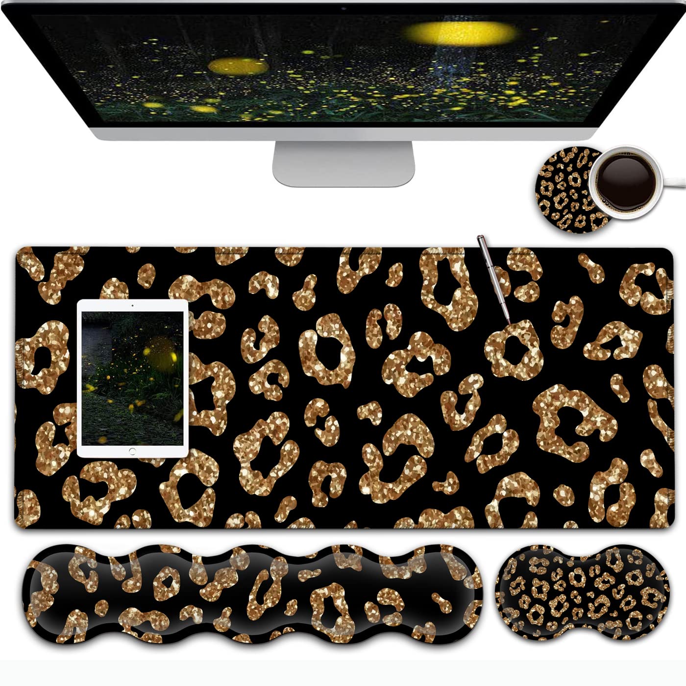 Gaming Mouse Pad and Keyboard Wrist Rest, Large Extended Mouse Pad 31.5X 11.8,Ergonomic Memory Foam