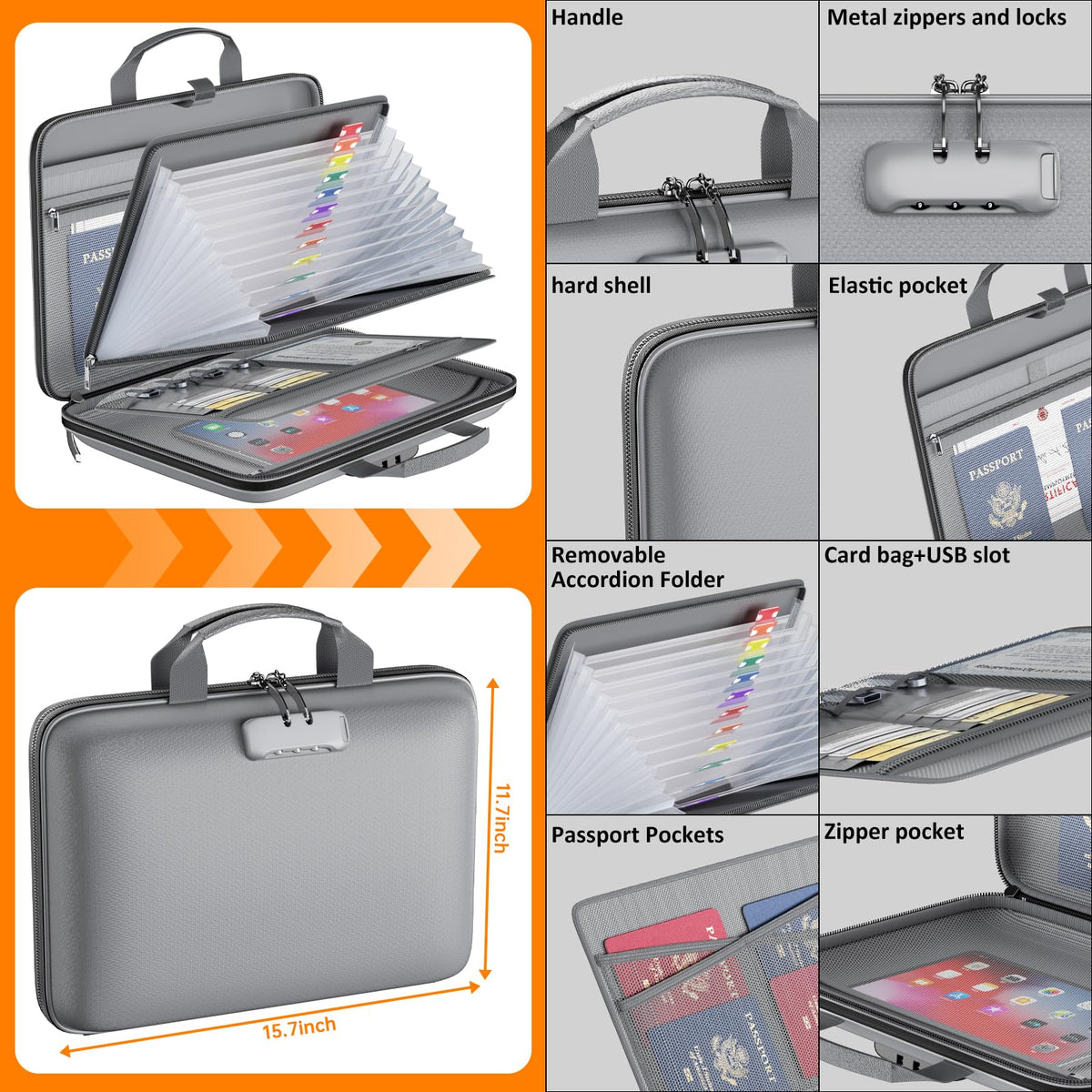 Tamfile Fireproof File Organizer with Lock,Hard Case Fireproof Document Box