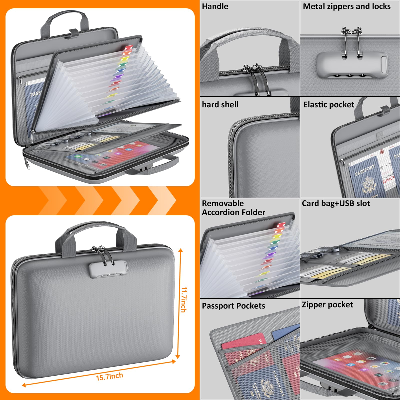 Tamfile Fireproof File Organizer with Lock,Hard Case Fireproof Document Box