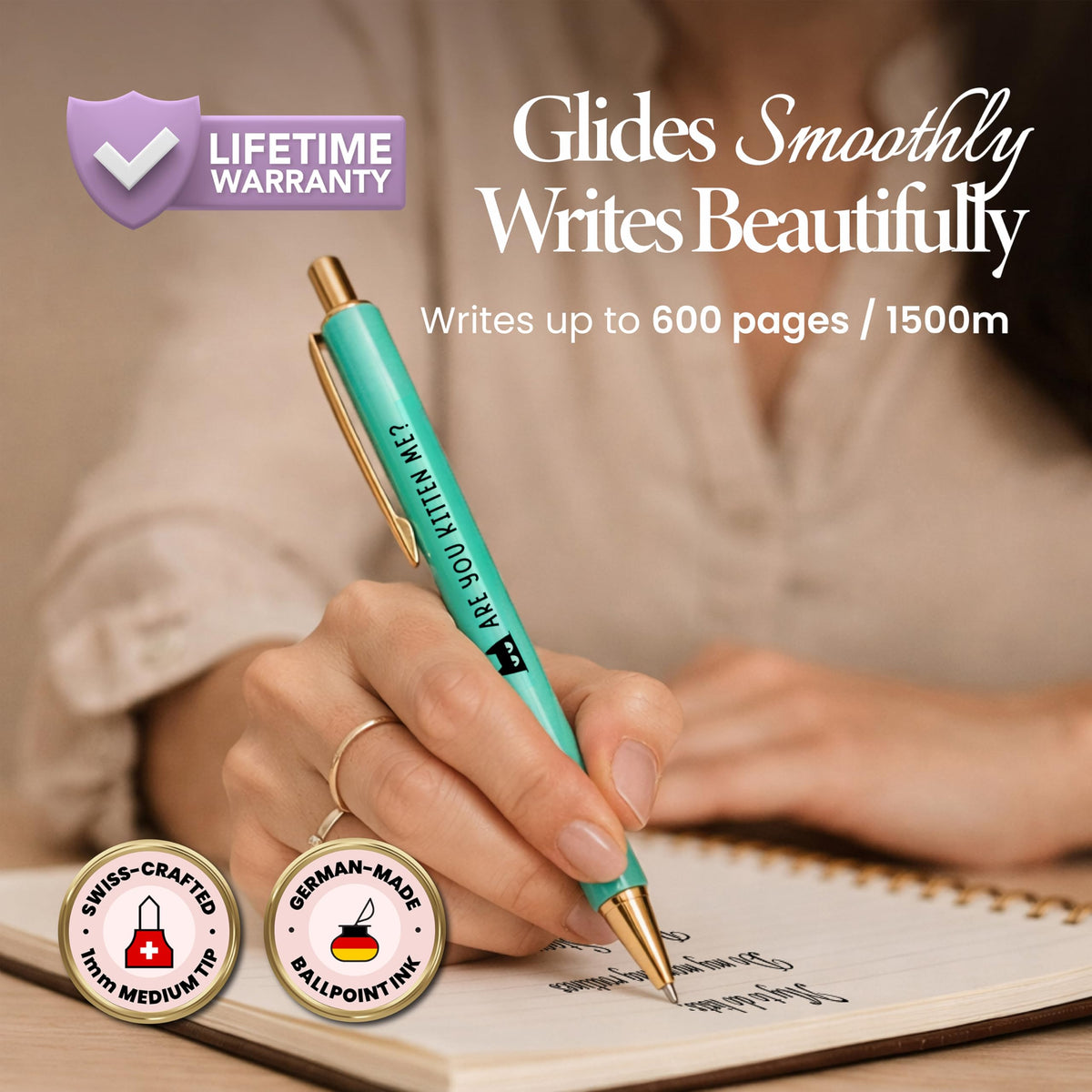 MESMOS 3pk Cute Cat Pens, Sassy and Funny Cat Lover Gifts for Women, Aesthetic Ballpoint Pens