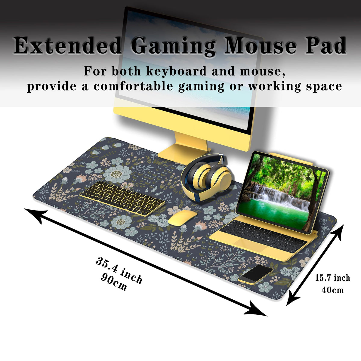 Samgula Office Desk Pads Floral Pattern Jumbo Mouse Pad Gaming Mousepad Large Mouse Pads The Desk