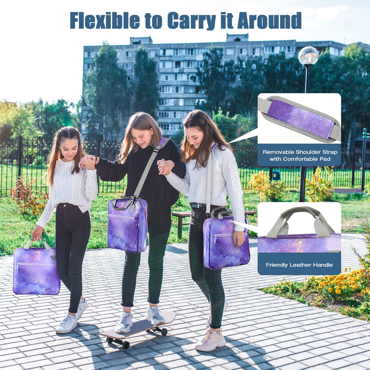 MoKo Zipper Binder, 2 inch 3 Ring Binder with 500 Sheet Capacity Multi-Pocket School Bag with