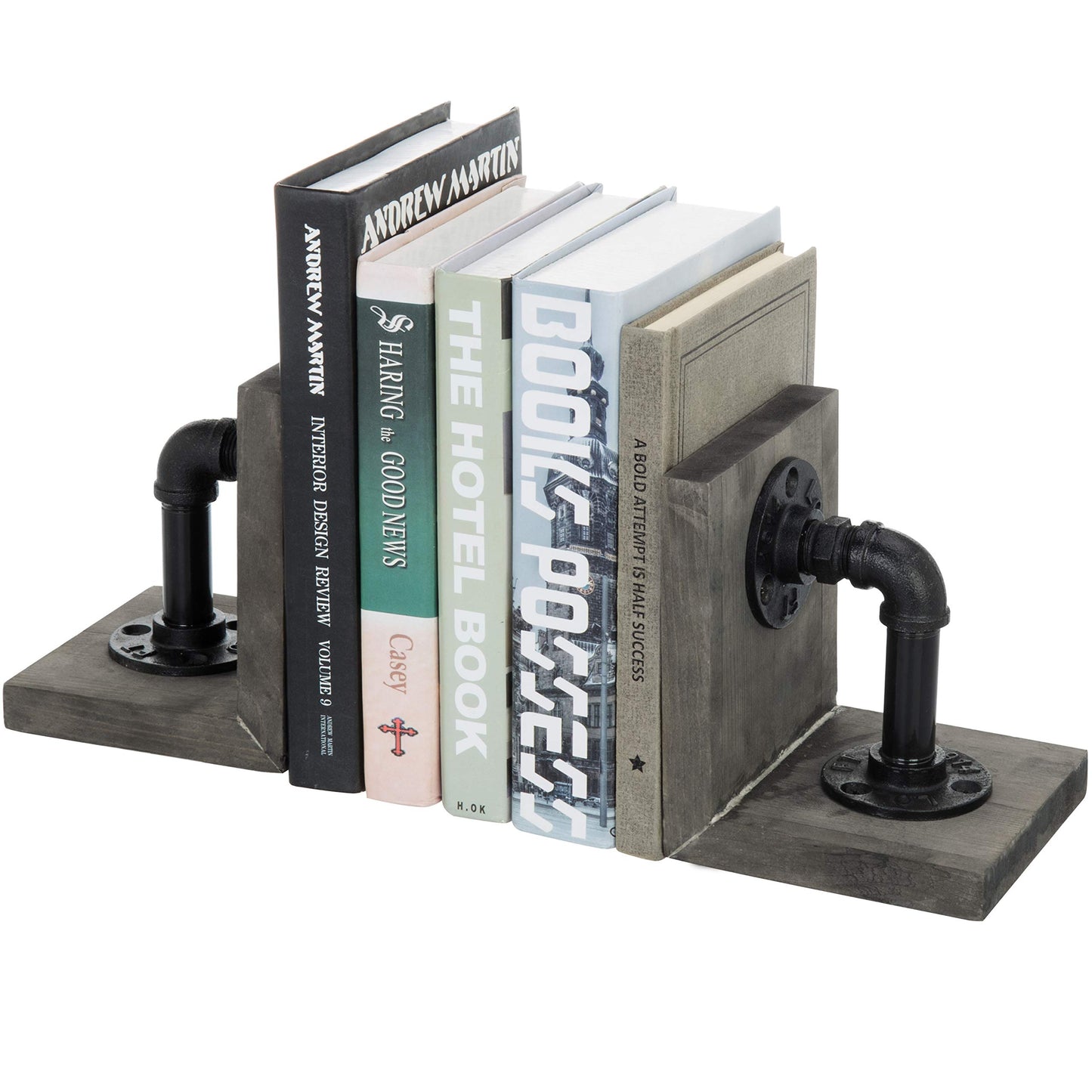 MyGift Book Ends Decorative for Shelves, Office Bookends for Heavy Books, Book Holder L-Shaped