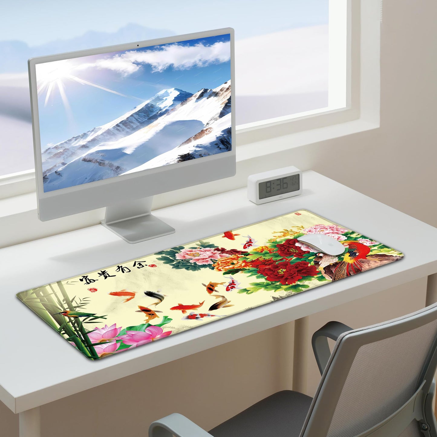 LL-COEUR XXL Landscape Gaming Mouse Pad Computer Keyboard Mat Office Desk Pad (Fish, 27.5" x 11.8"