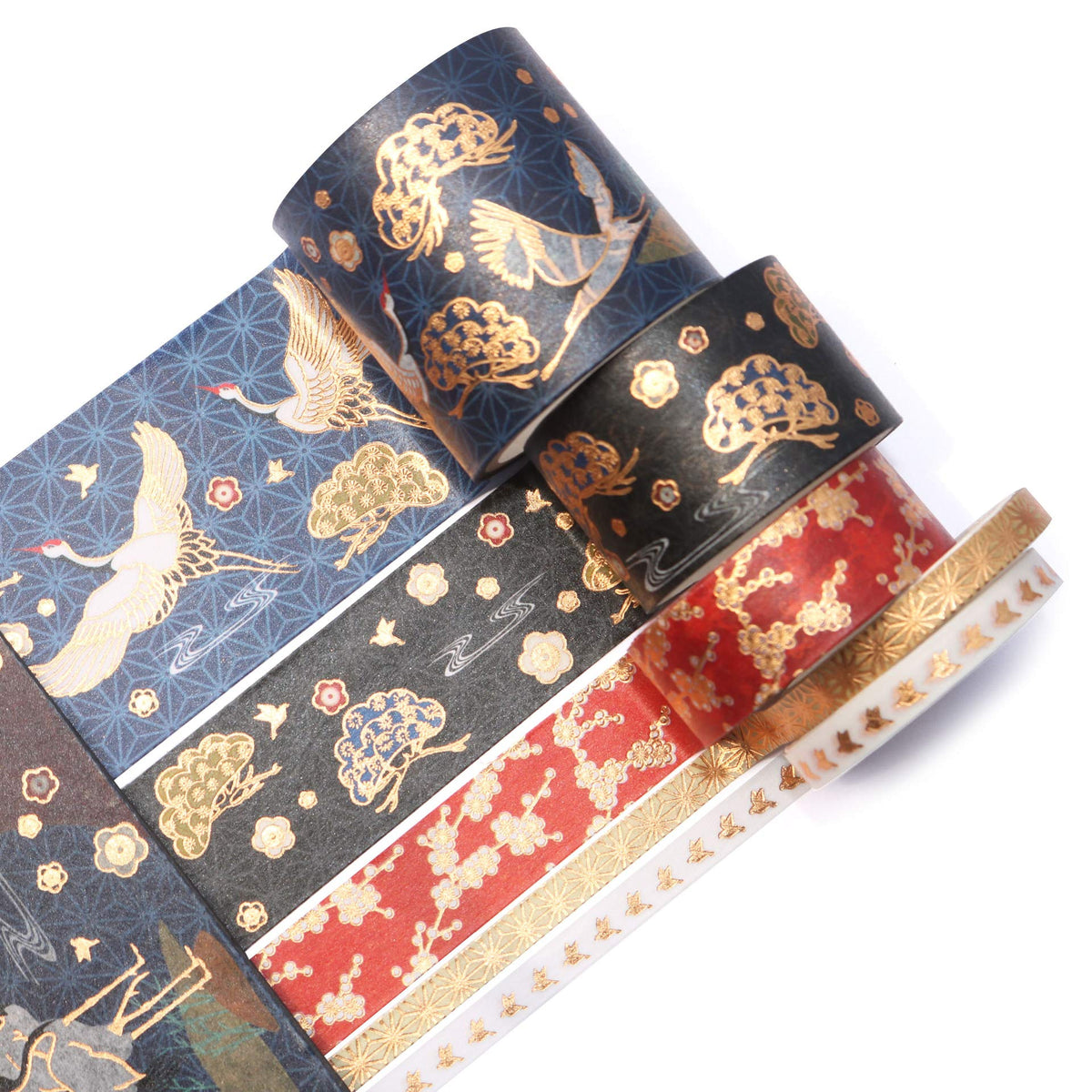 VIVIQUEN Gold Washi Tape Set Vintage Masking Tape Decorative Tape for DIY Scrapbooking, Crafts