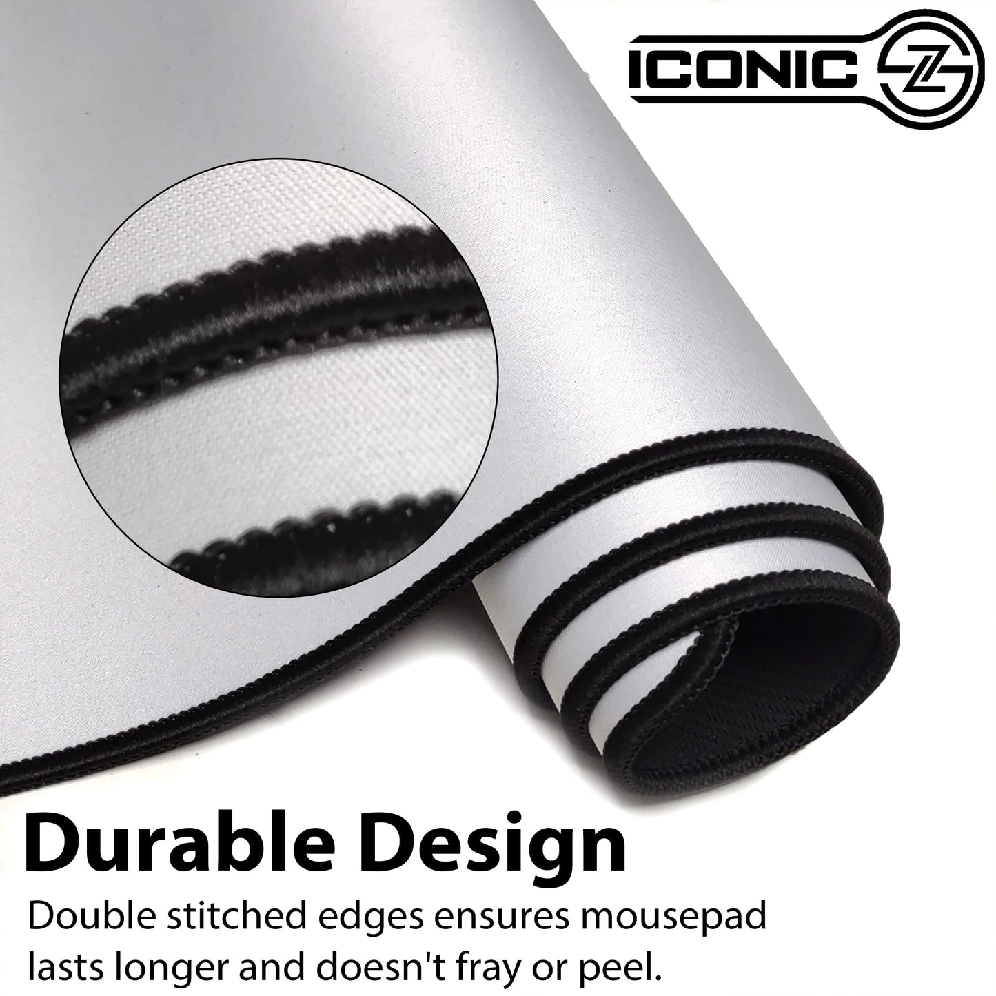 ICONIC - PRO PC GEAR XXL Extended Gaming Mouse Pad/Mat 40"x18"(White) - Large & Wide Desk Cloth