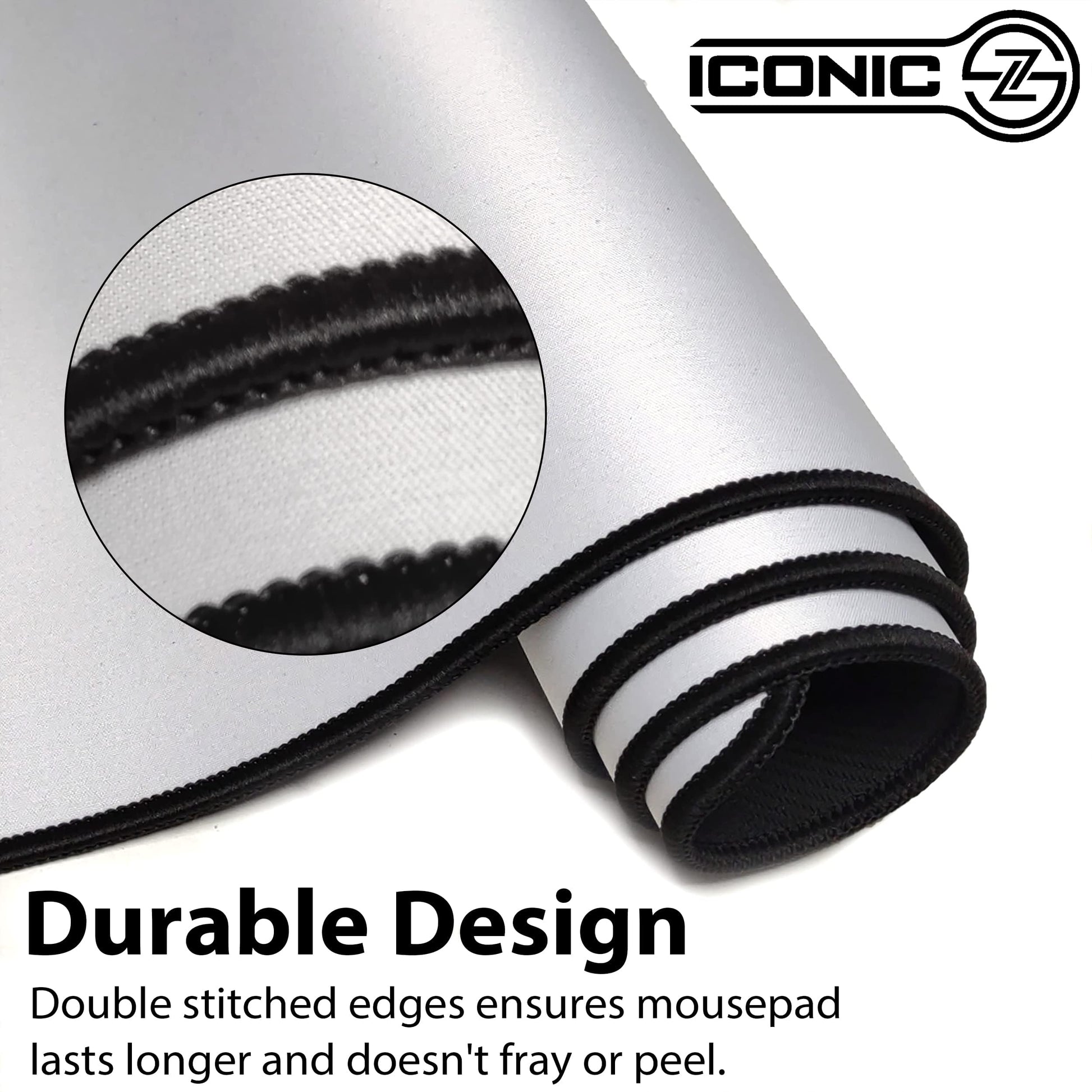 ICONIC - PRO PC GEAR 3XL Extended Gaming Mouse Pad/Mat 46"x20"(White) - Large & Wide Desk Cloth