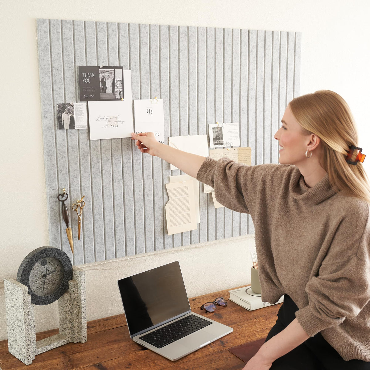 Large Felt Bulletin Board - Stylish 35 x 47 Inch Cork Board Alternative