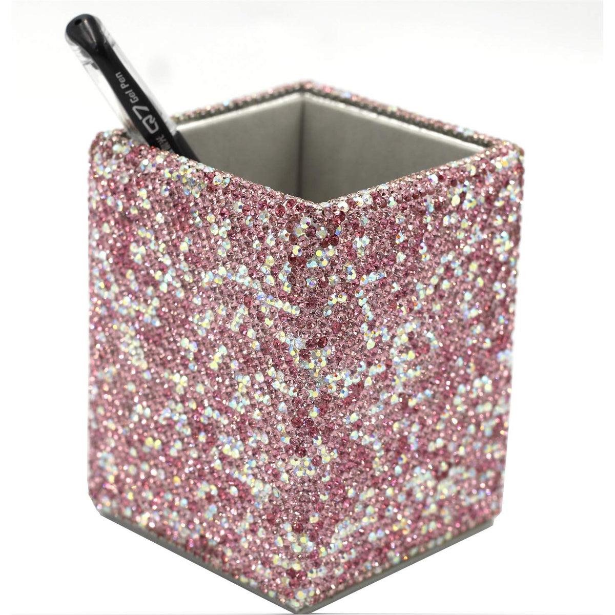 Bestbling crystal Bling Rhinestone Pen Pot Holder Box organizer Cosmetic Container (Square, Midium)