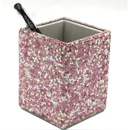 Bestbling crystal Bling Rhinestone Pen Pot Holder Box organizer Cosmetic Container (Square, Midium)