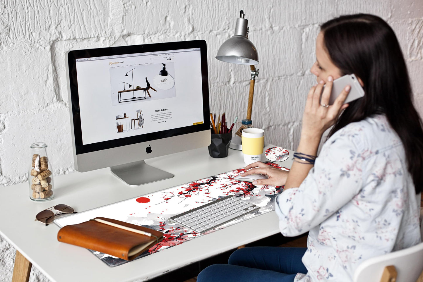 Cherry Blossom Mouse Pad Sakura 36x12 Desk Mat Japanese Desk Pad Gaming Large Mousepad Long Mouse