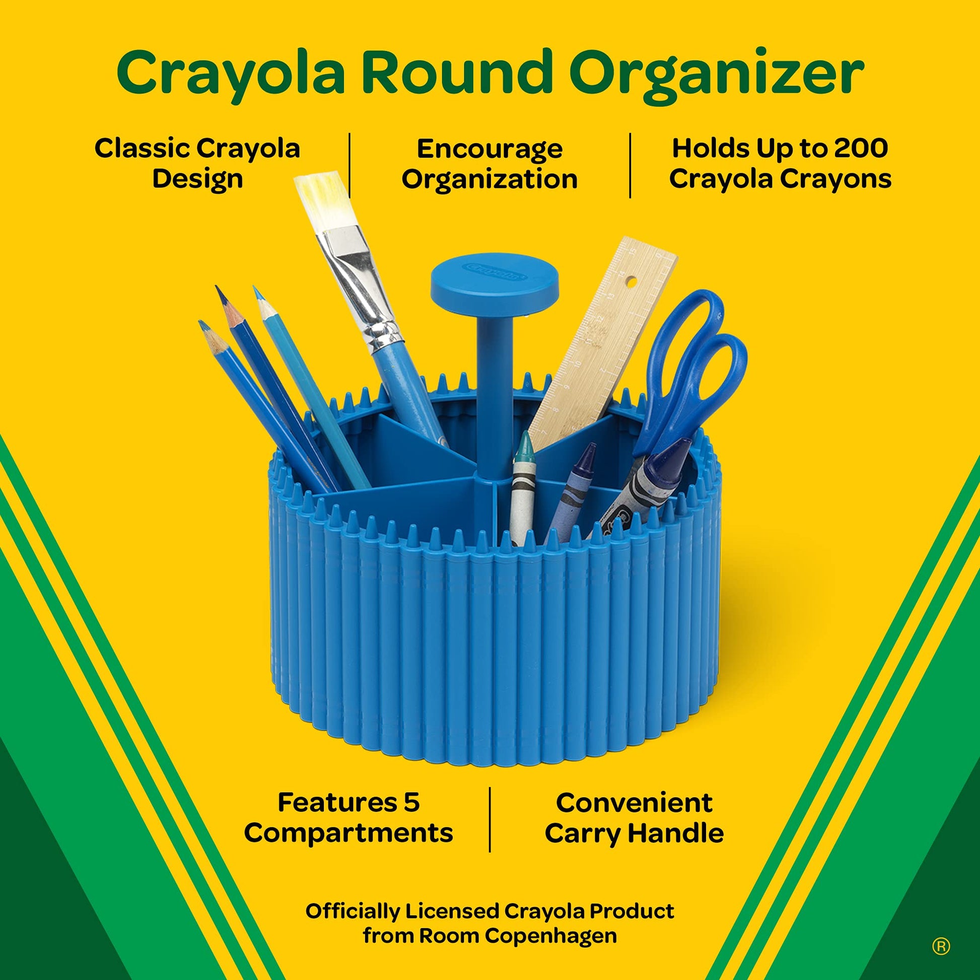 Crayola Round Storage Organizer - Creative Kids Desk Organizer with 5 Sections for Storing Pens