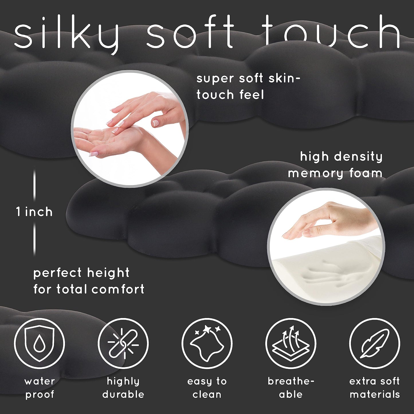 Black Cloud Keyboard Wrist Rest – Create-ables Qloud Black Wrist Rest for Computer Keyboard and