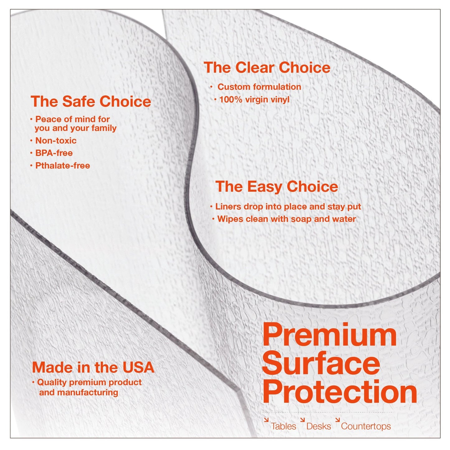 ExactMade - Clear Table Protector, USA Made, Safe, 12 x 18 Inch, 2mm Thick Pebble Textured Vinyl