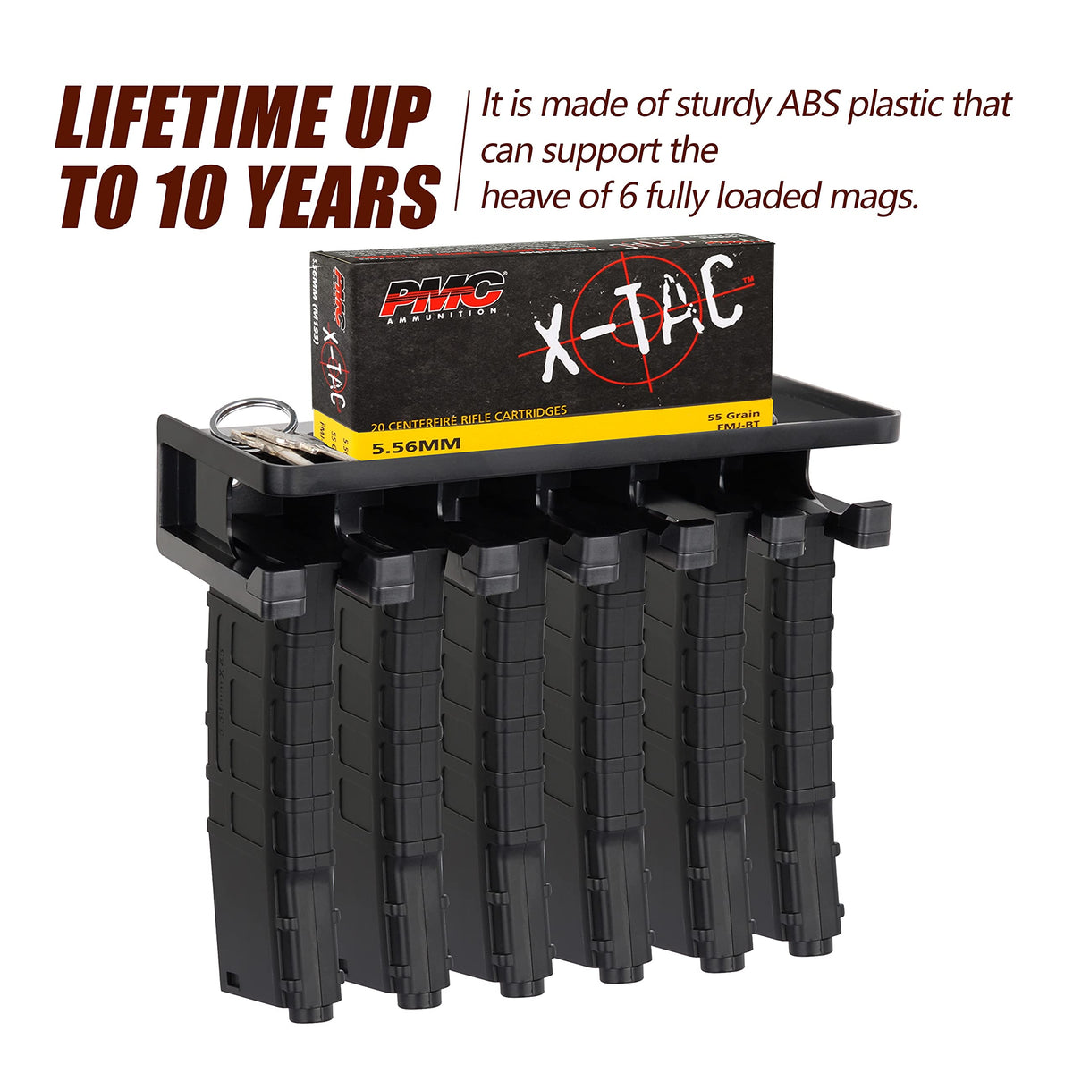 Adoreal Solid ABS Standard A15 Magazines Rack Wall Mount with Storage Shelf, Mag Holder Wall Mount