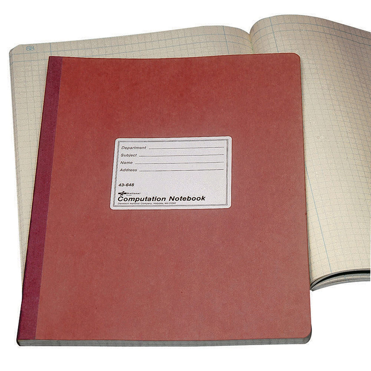 National Brand Computation Notebook, 4 X 4 Quad, Brown, Green Paper, 11.75 x 9.25 Inches, 75 Sheets
