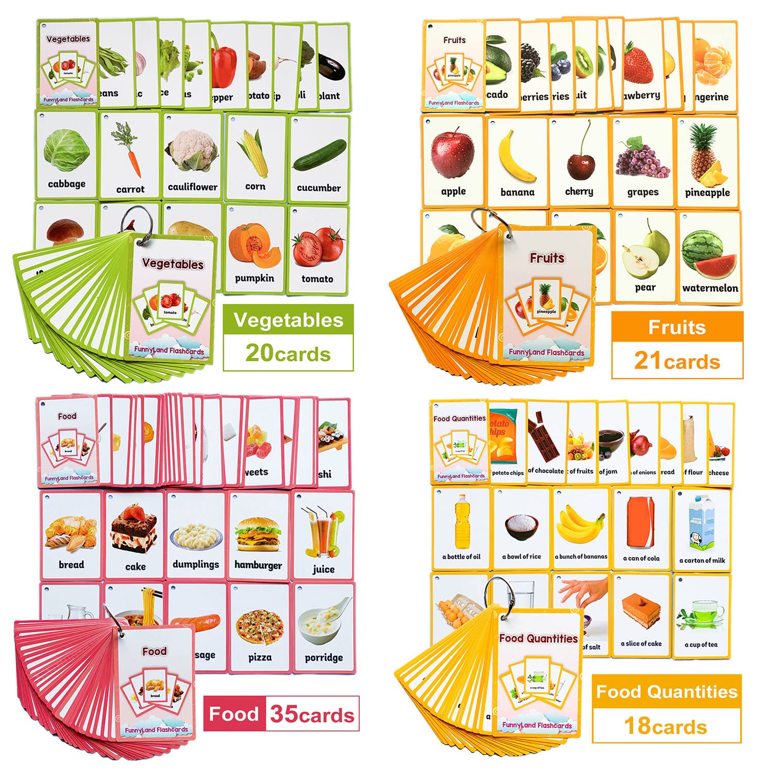 Fruits/Vegetable/Foods/Food Quantities Flash Cards English Flash Cards Pocket Card Learning Toys