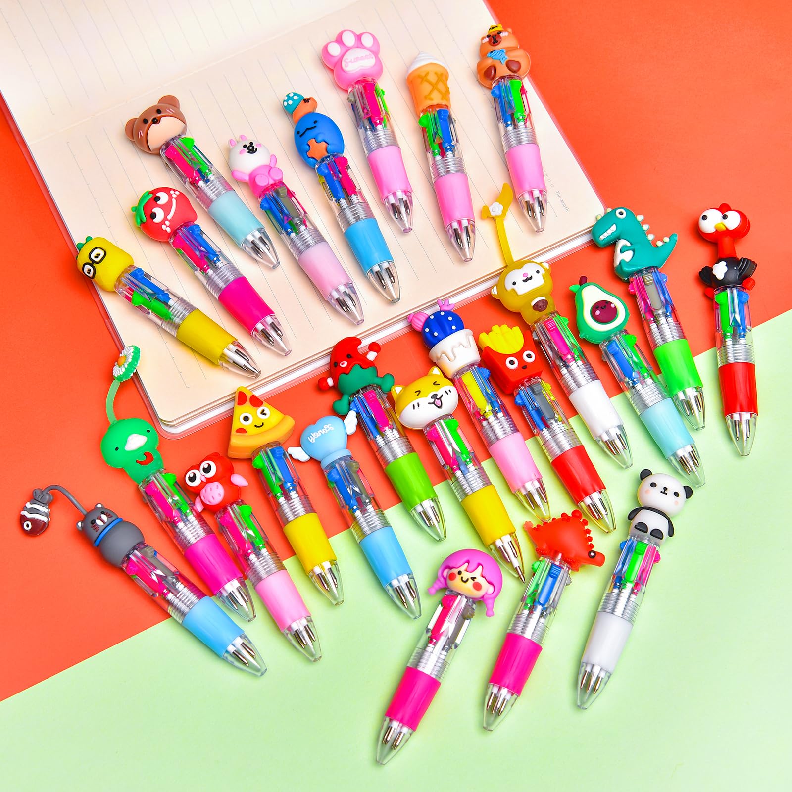 BIMORITA 100Pcs Mini Multicolor Pens in One 4-in-1, Cute Pens Bulk for Party Favors and Birthdays