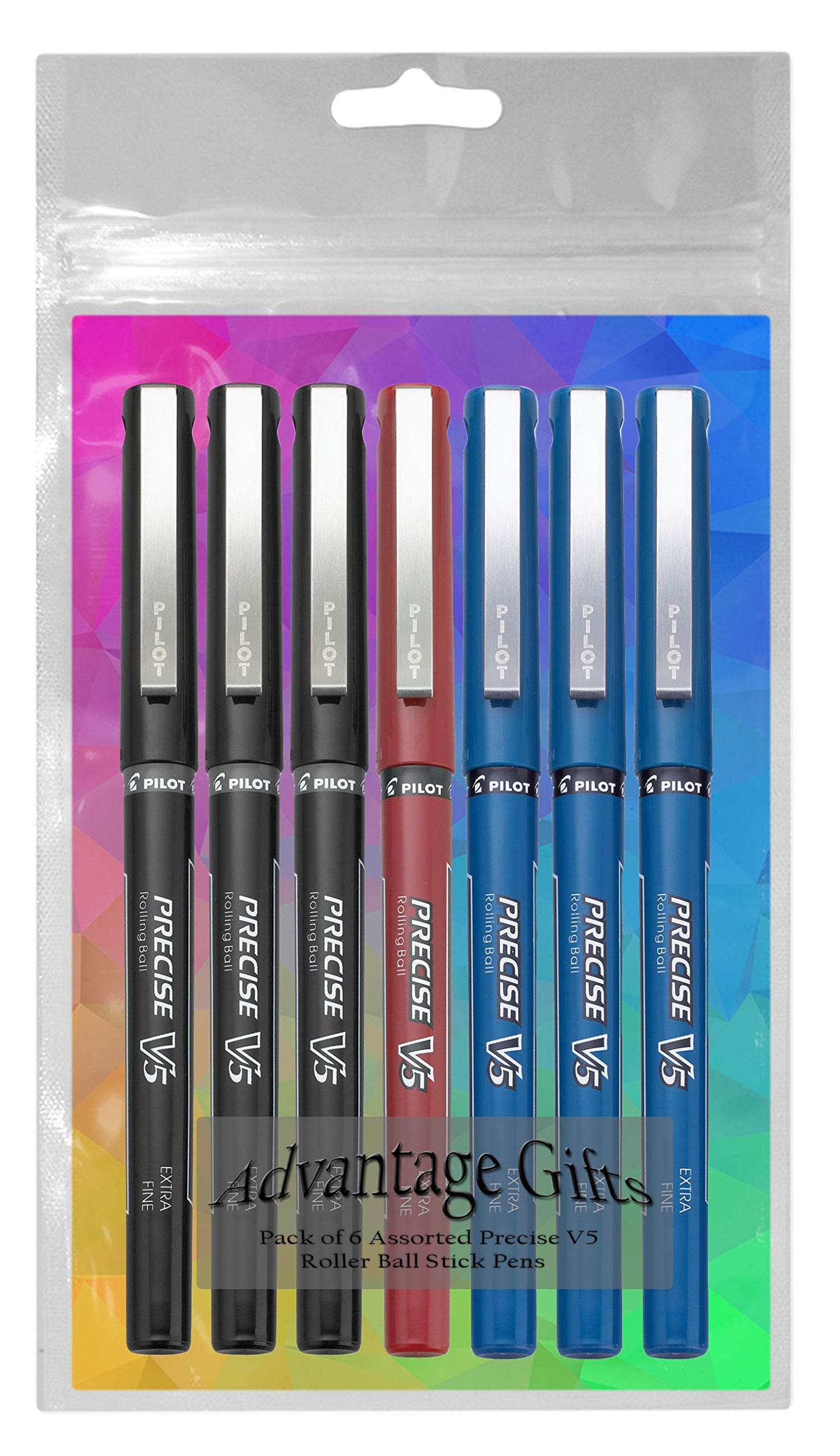 Advantage Gifts Precise V5 Stick Rolling Ball Pens, Extra Fine Point (.5mm), Assorted Colors