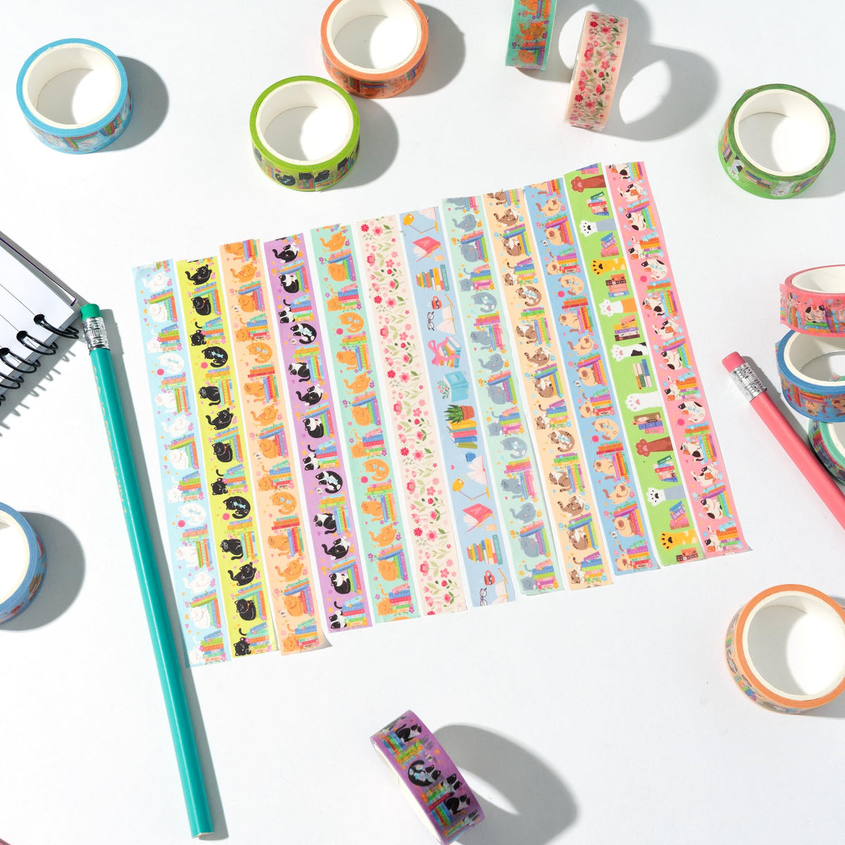 BkeeCten Cats Books Washi Tapes Supplies DIY Craft Bookish Gift Wrapping
