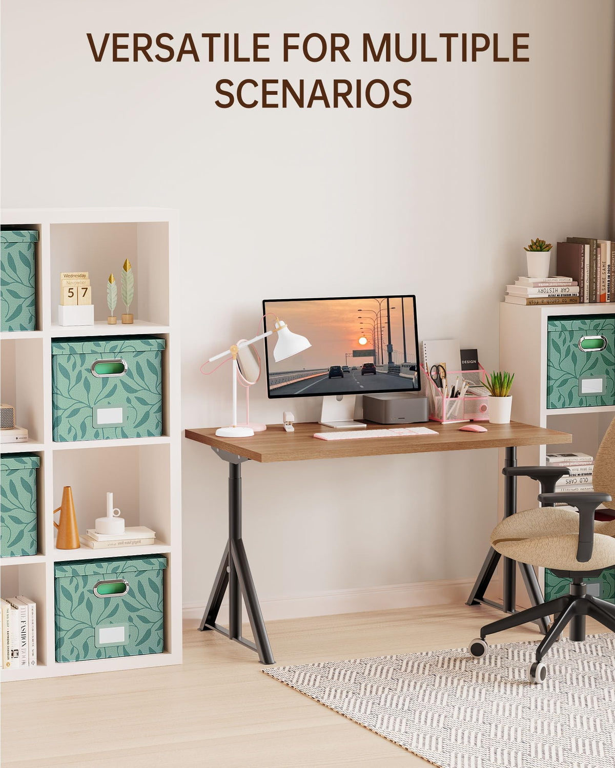 Oterri File Organizer with Lid, File Box, File Cabinet for Letter File Folder Storage, Hanging File