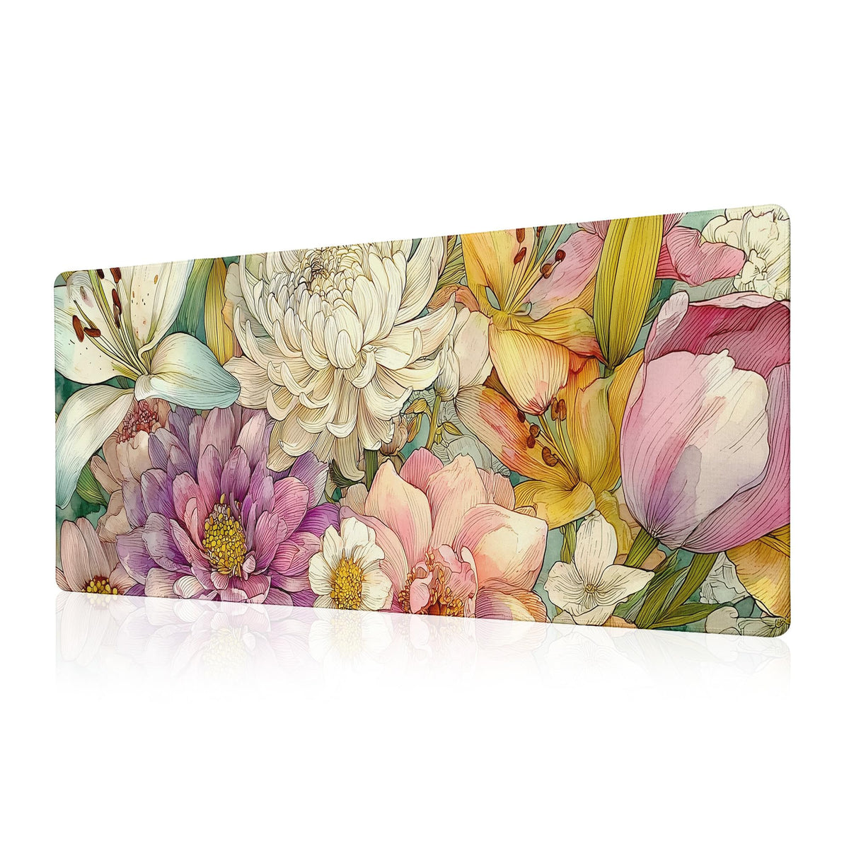 Retro Blossom Boho Floral Mouse Pad Desk Mat XL Extended Large Gaming Desk Pad Mousepad, Floral