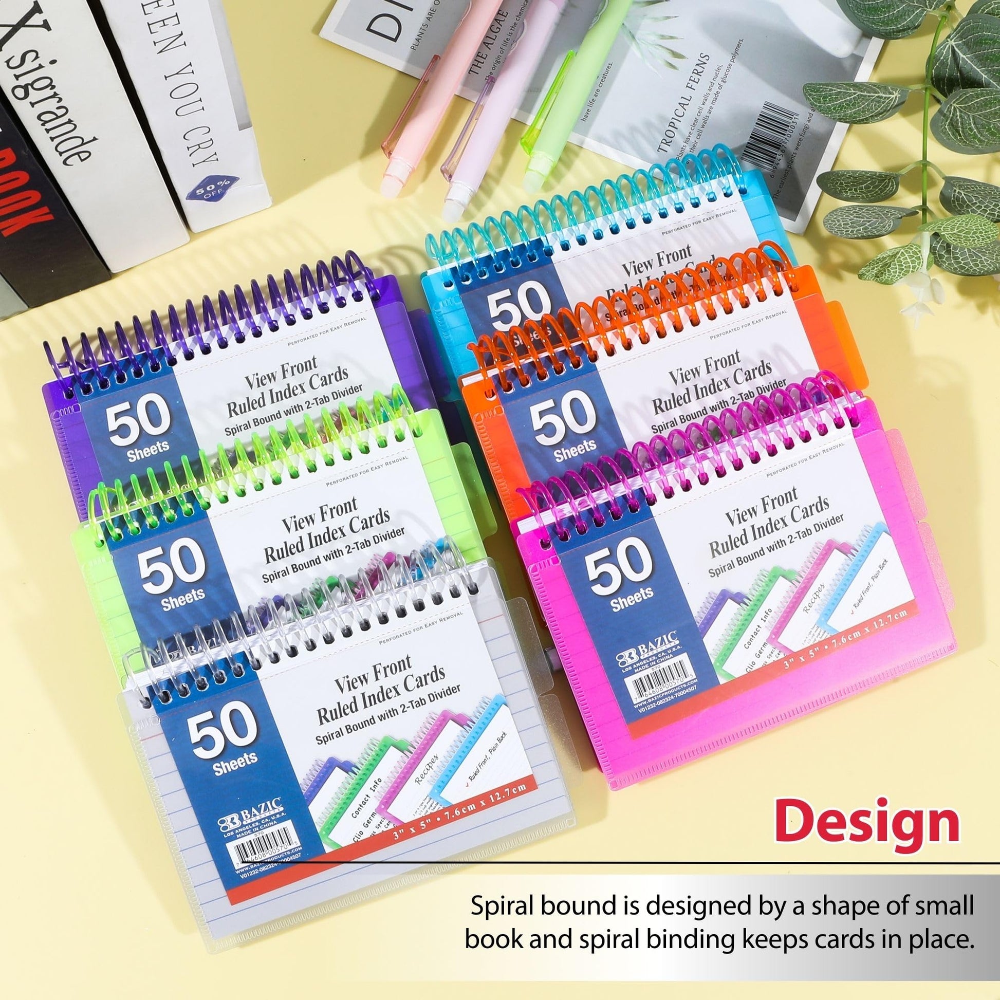 BAZIC Products View Front Spiral Index Cards w/Divider, 3 x 5 in, 24-Case