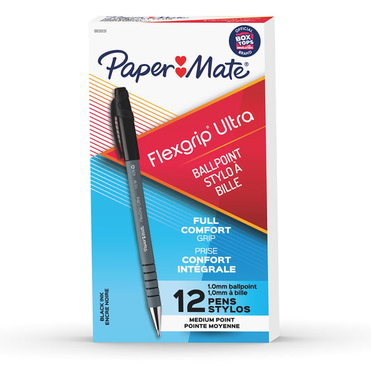 Paper Mate Flexgrip Ultra Stick Medium Point Ballpoint Pen, 12-Count