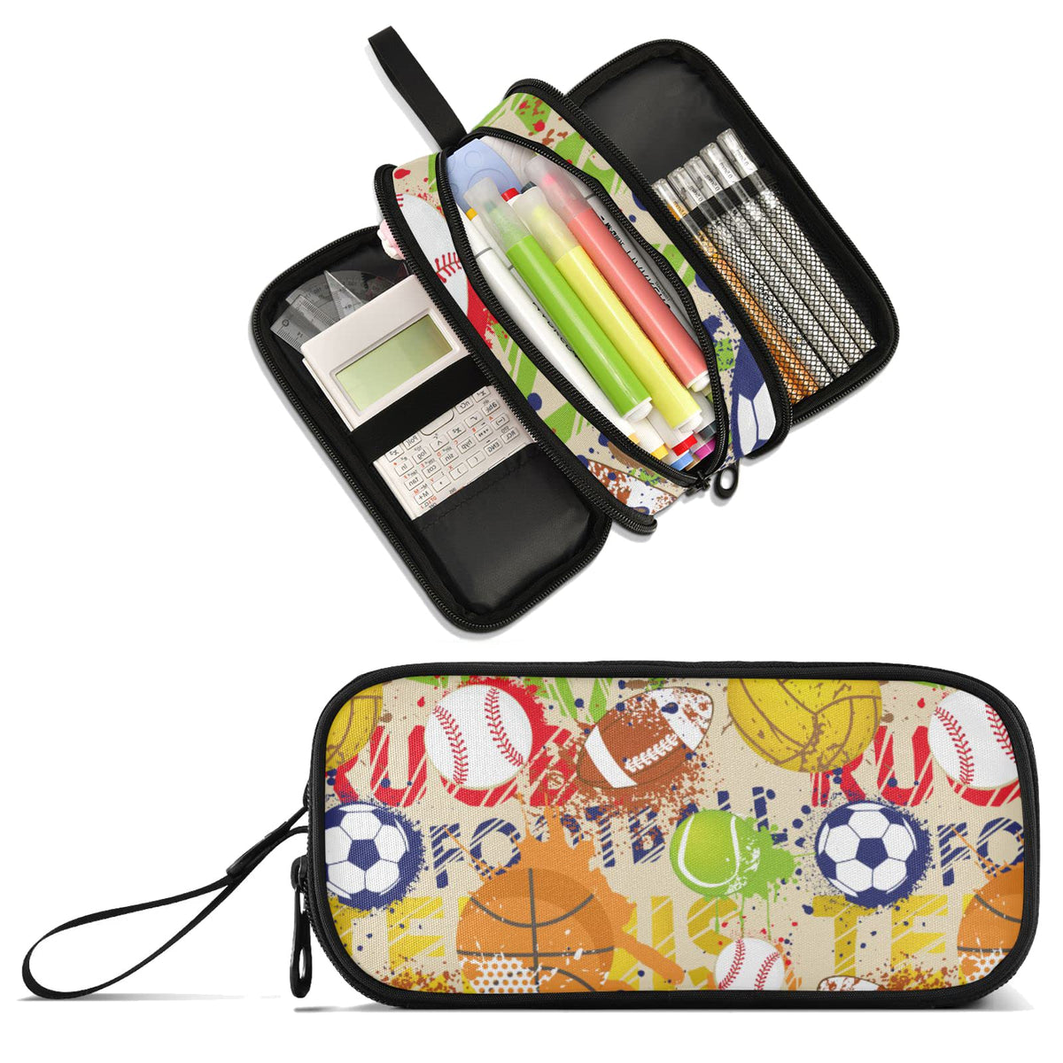 XUWU Sport Ball Large Capacity Pencil Case Pencil Pouch Pen Box