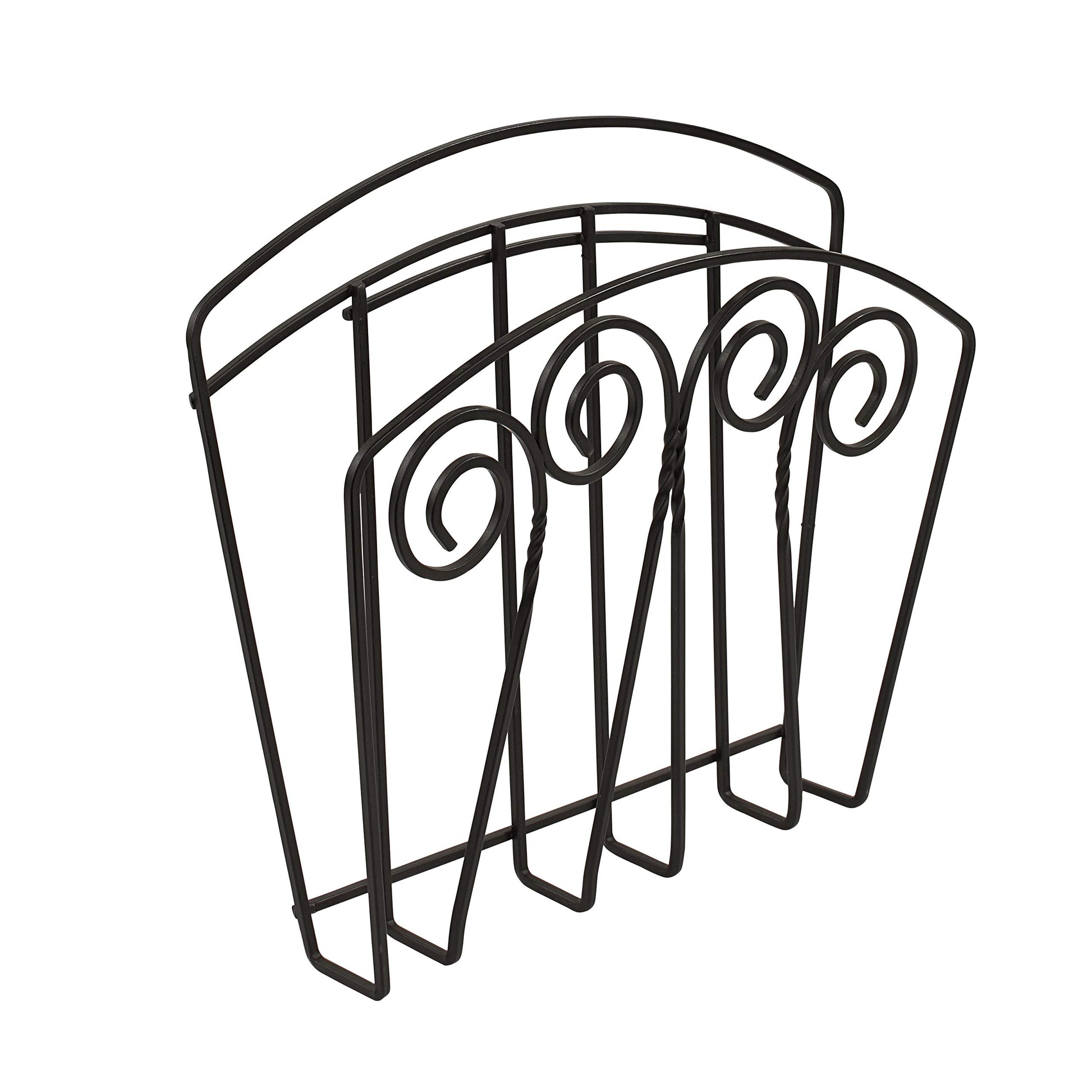 Spectrum Diversified Scroll Wall Mount Magazine Rack, Wall-Mounted Newspaper & Catalog Holder for