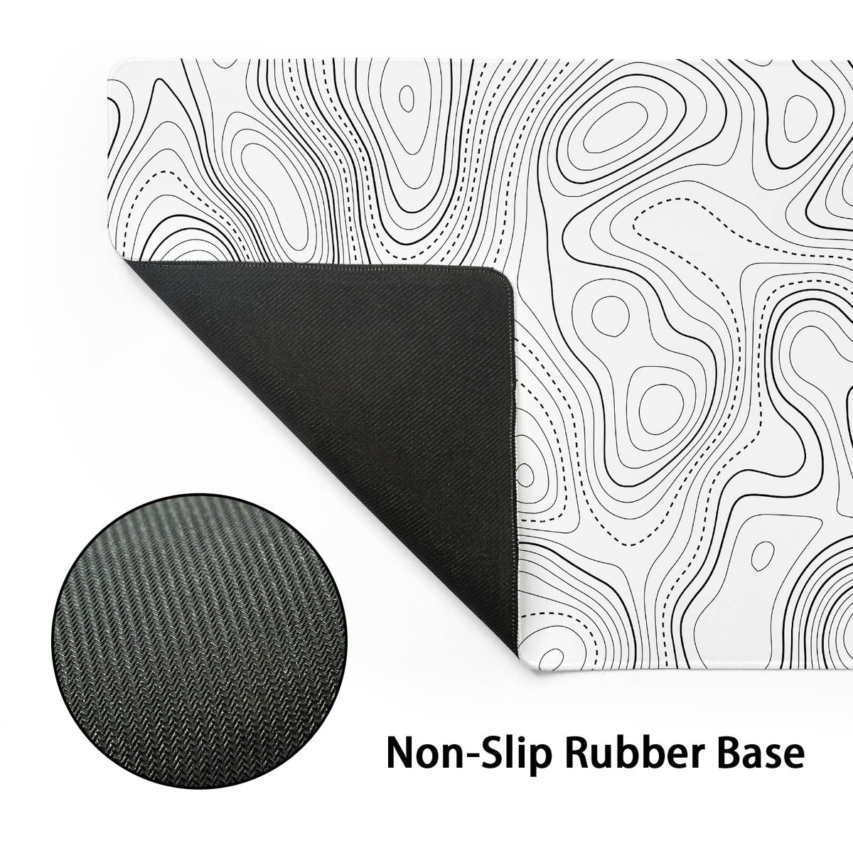 Topographic Contour White Gaming Mouse Pad XXL Geographic Map Lines Extended Big Large Desk Mat
