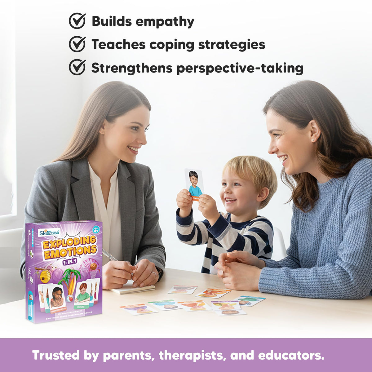 SkillEase Exploding Emotions Flashcards and Game: 2 in 1, Hilarious Family Fun, Social Emotional
