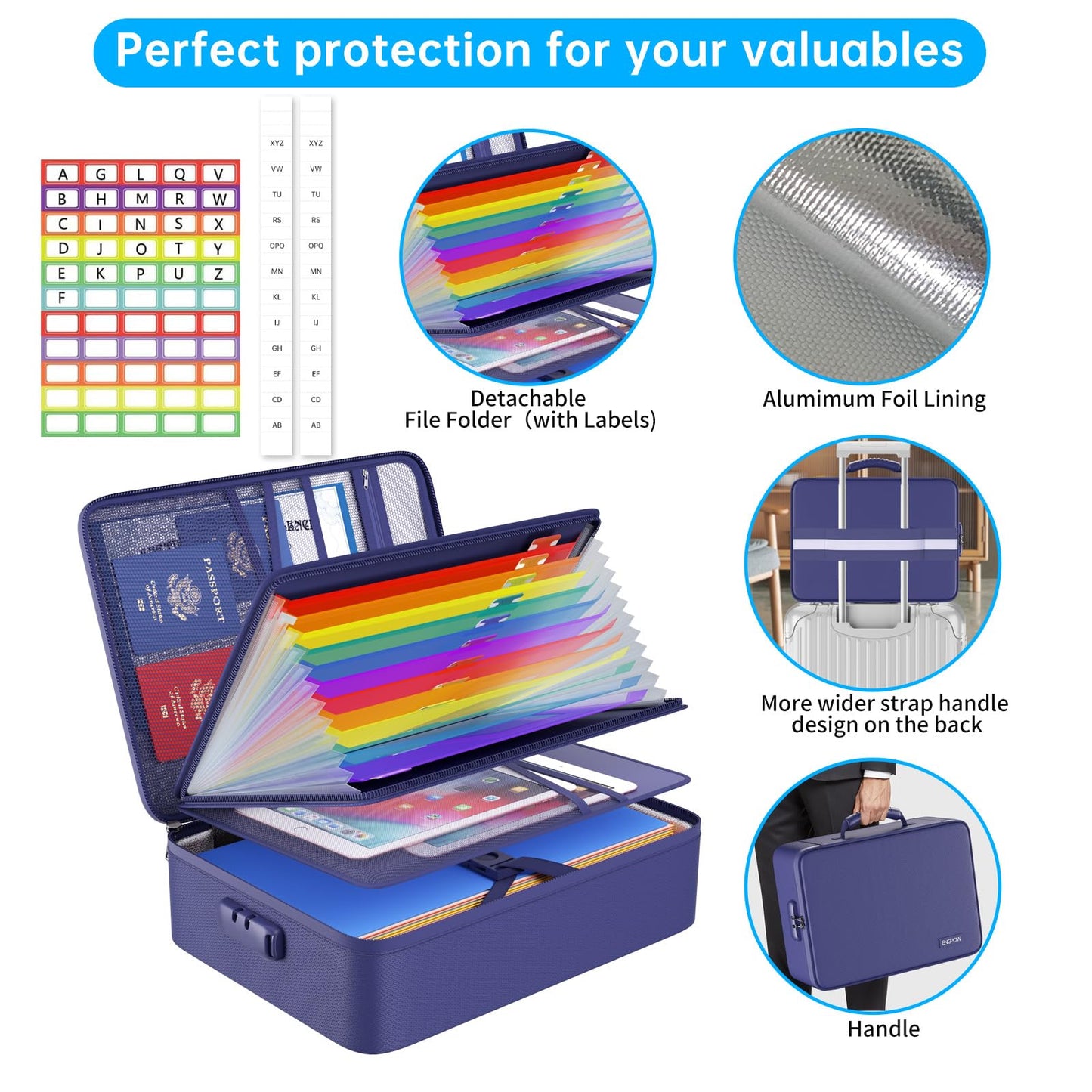 ENGPOW Fireproof File Organizer Bag with 13 Pockets Accordion File Folder